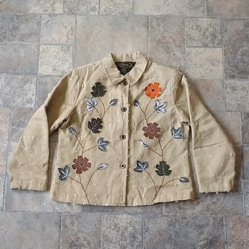 Alex Kim boho floral leaf jacket size PM
